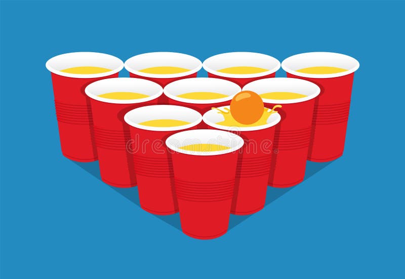Beer Pong Red Plastic Cups And Ball Isolated Stock Photo - Download Image  Now - Beer Pong, Cup, No People - iStock