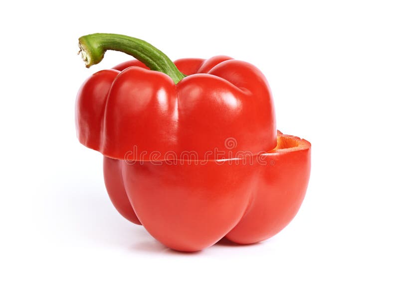 Red Bell Pepper or Paprika Isolated on White Stock Image Image of