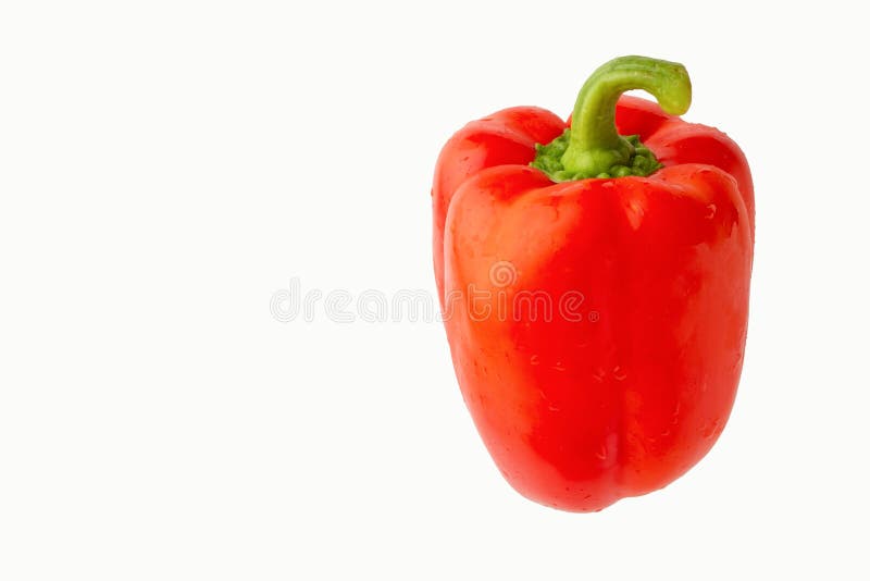 Red Bell Pepper or Paprika, Top View Isolated on White Background, for