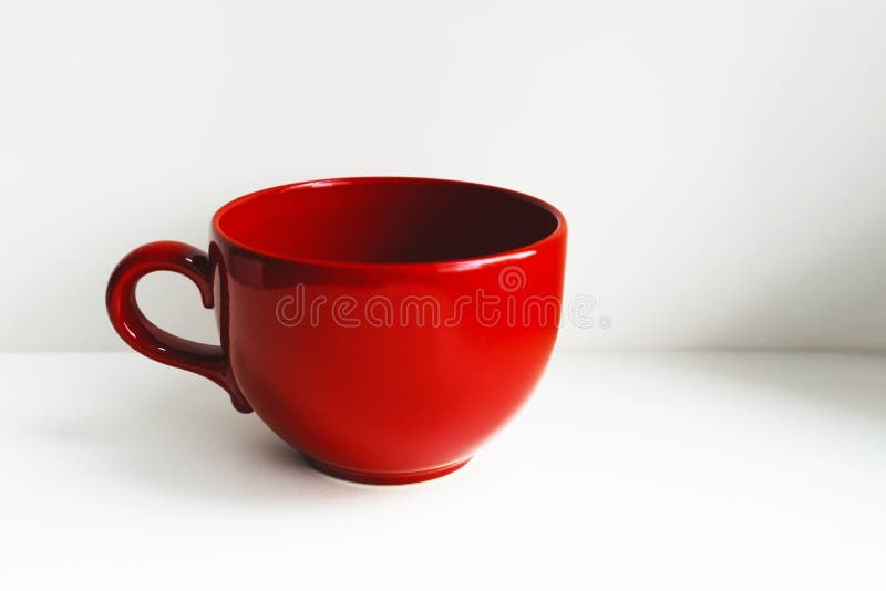 Red Big Tea Cup. Isolated on a Light Background Stock Image Image of