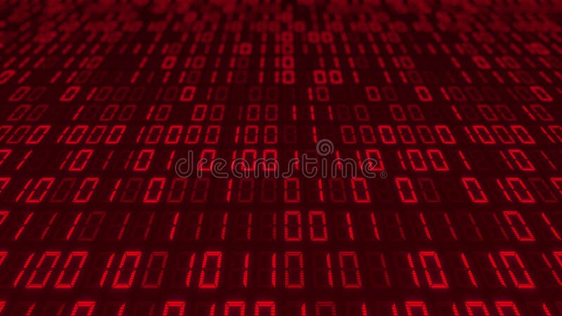 Red binary code scrolling vertically vector illustration