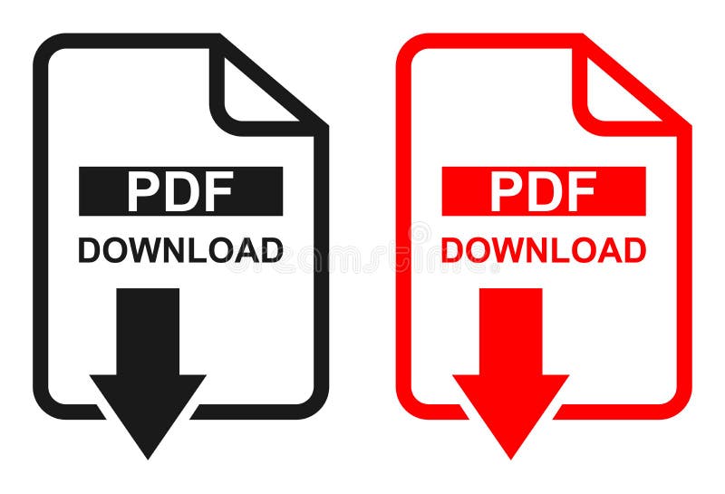 Red And Black Color Pdf File Download Icon Stock Vector Illustration Of Banner Button 117904562