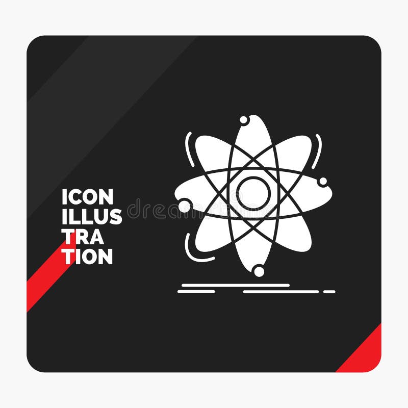 Red and Black Creative presentation Background for Atom, science, chemistry, Physics, nuclear Glyph Icon stock illustration