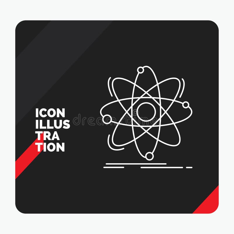 Red and Black Creative presentation Background for Atom, science, chemistry, Physics, nuclear Line Icon vector illustration