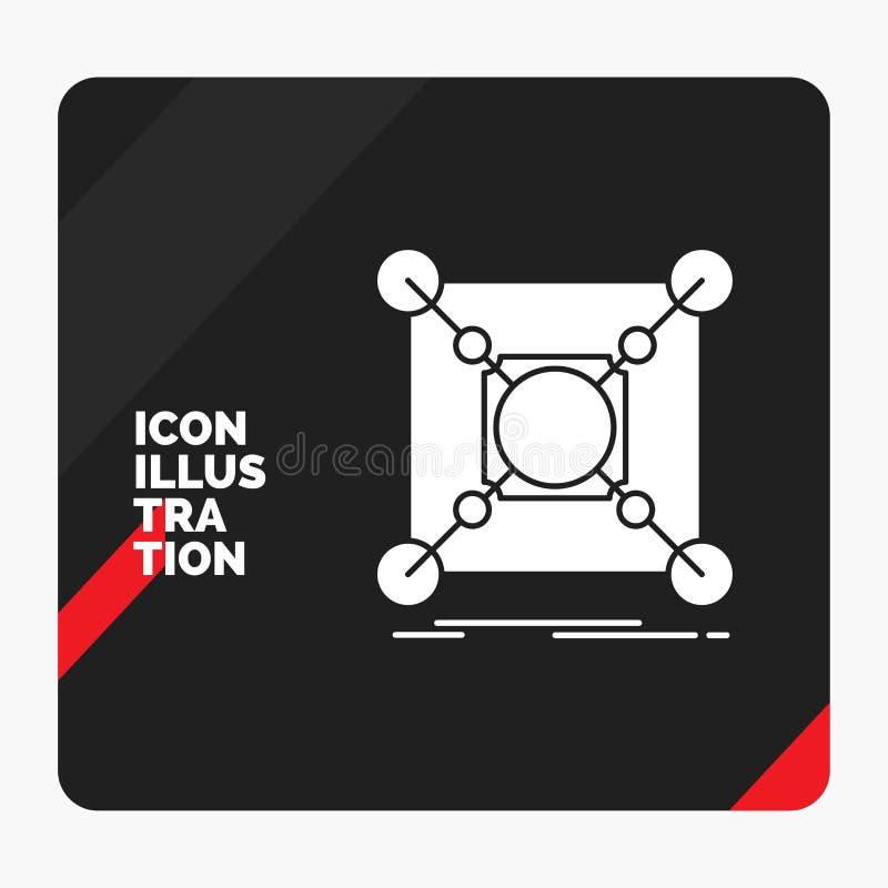 Red and Black Creative presentation Background for Base, center, connection, data, hub Glyph Icon royalty free illustration