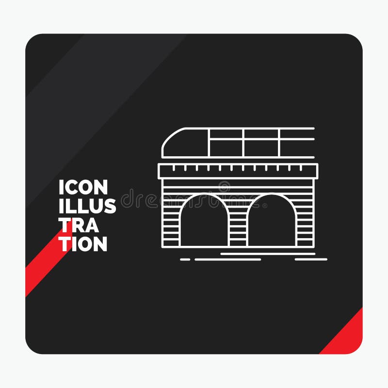 Red and Black Creative presentation Background for metro, railroad, railway, train, transport Line Icon vector illustration