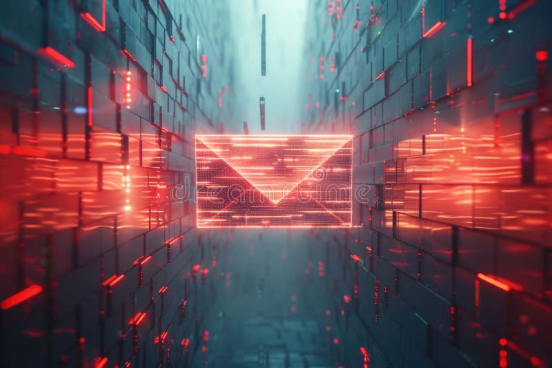 A red and black mail envelope, suitable for various projects stock photos