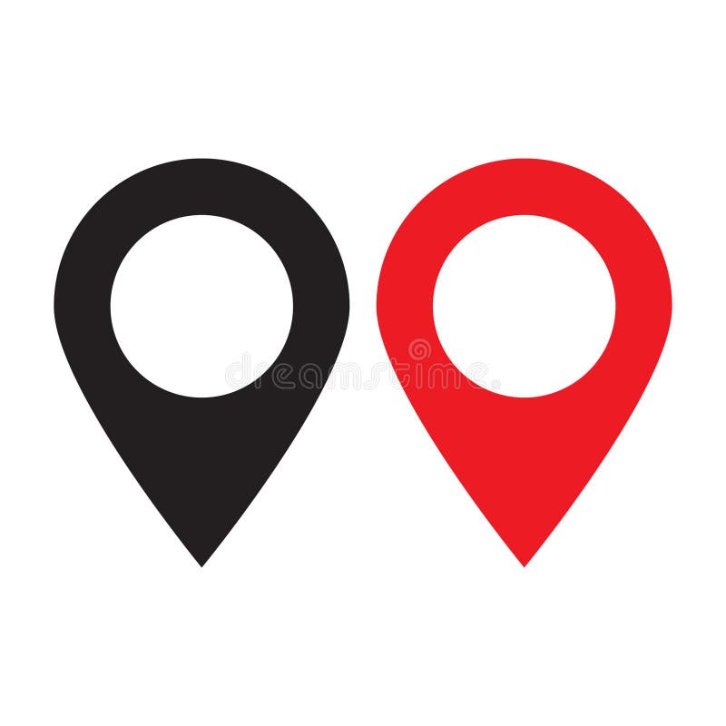 Red and black maps pin. Location map icon. Location pin. Pin icon vector.