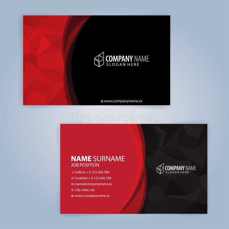 Red and Black Modern Business Card Template Editorial Photography ...