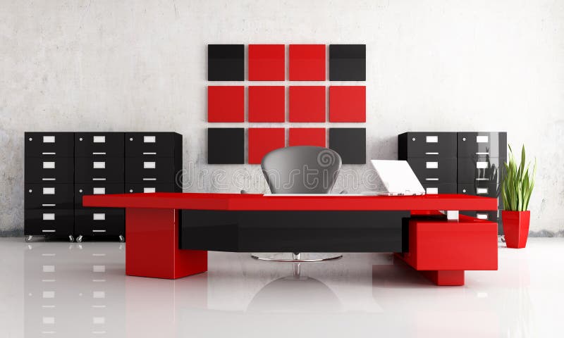 Red and black office place stock illustration. Illustration of white -  11420054