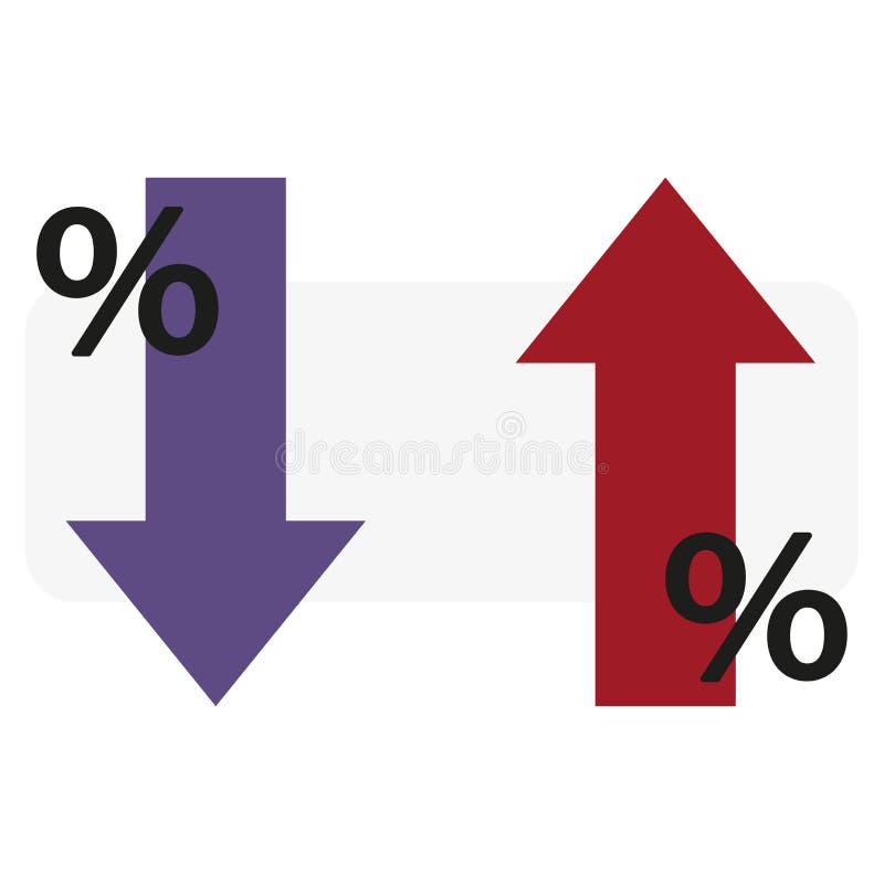 Red Blue Arrows Percentages. Growth Chart Sign. Vector Illustration