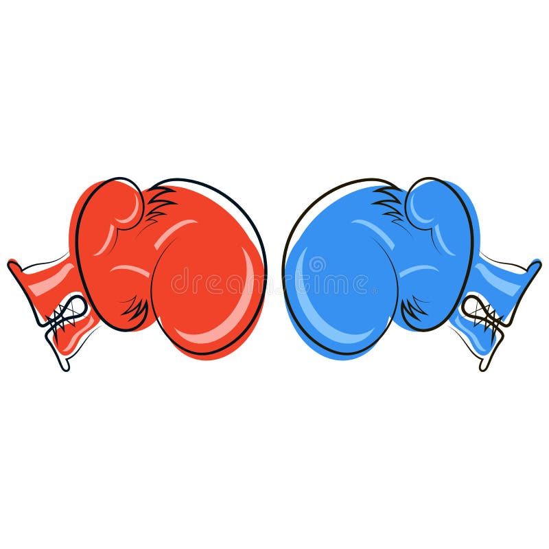Red and Blue Boxing Gloves Icon Isolated on White Background Stock