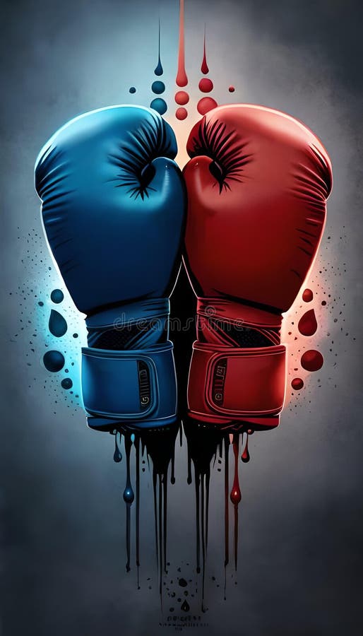 Red and Blue Boxing Gloves Paint Illustration Stock Illustration Illustration of paint, blue