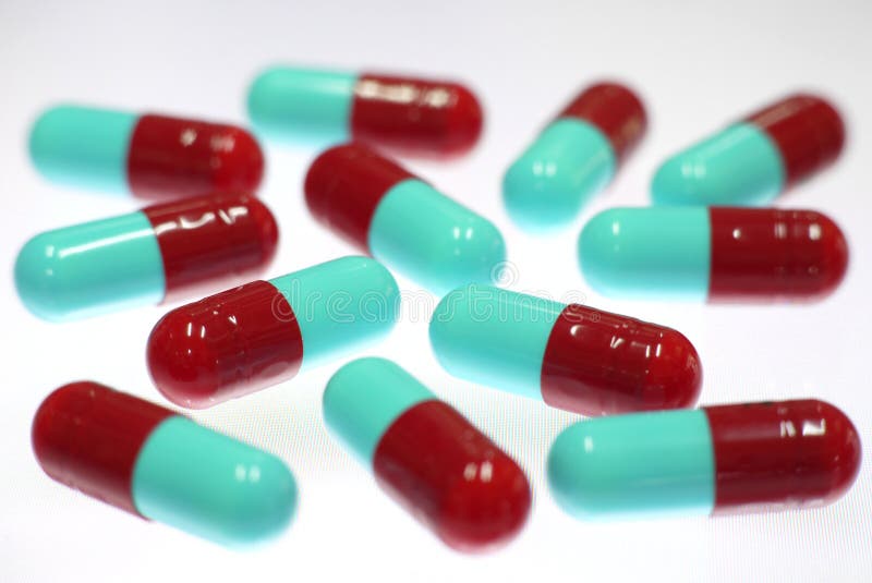 Red And Blue Capsule On White Background 1 Stock Photo Image of