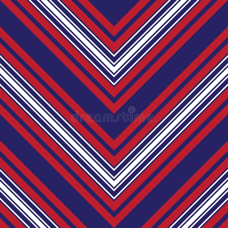 Red and Blue Chevron Diagonal Stripes Seamless Pattern Background Stock