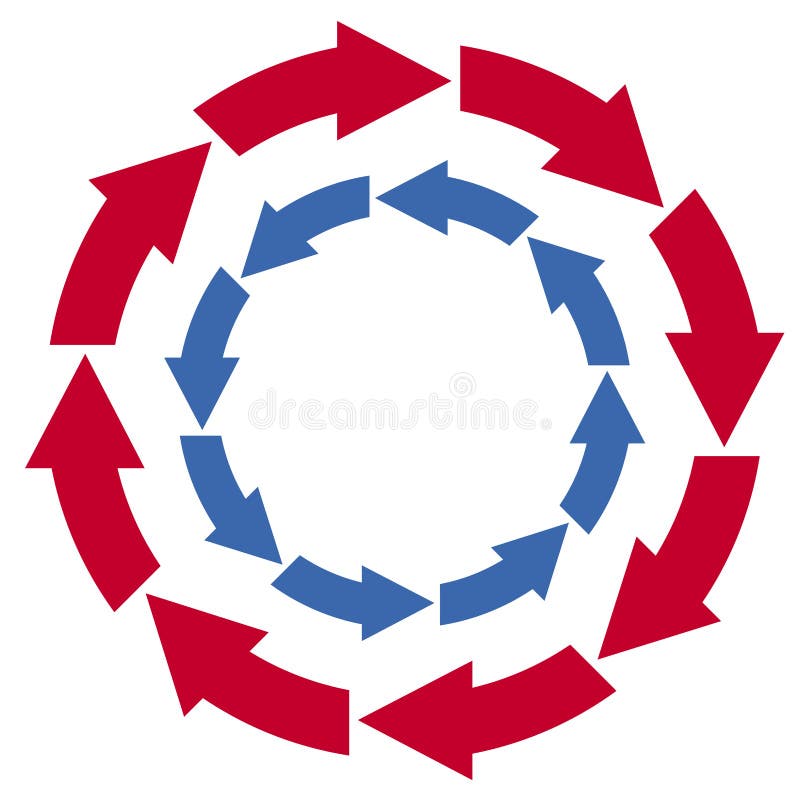 Red and blue circle arrows