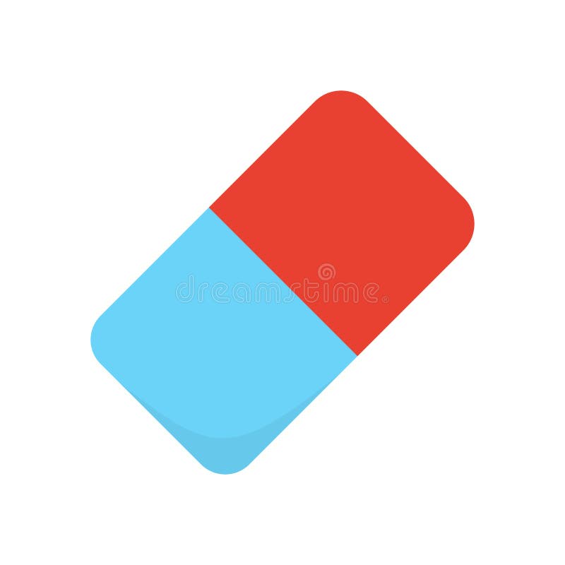 Red and Blue Eraser on White Background Stock Illustration