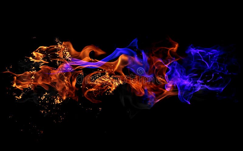 Red and Blue Fire Flames on Black Background Stock Image - Image of fire,  background: 204287147