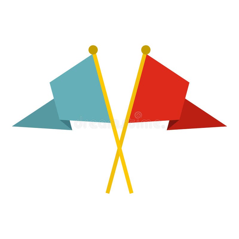 Red and Blue Flags Icon, Flat Style Stock Illustration Illustration