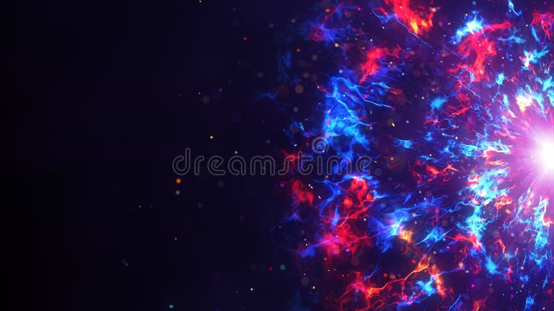 Nori fractali roșii și albaștri pe fond scifi abstract stock illustration