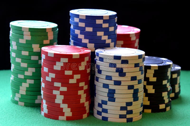 Red, Blue, Green, White And Black Poker Chips Stock Photo Image 49350593