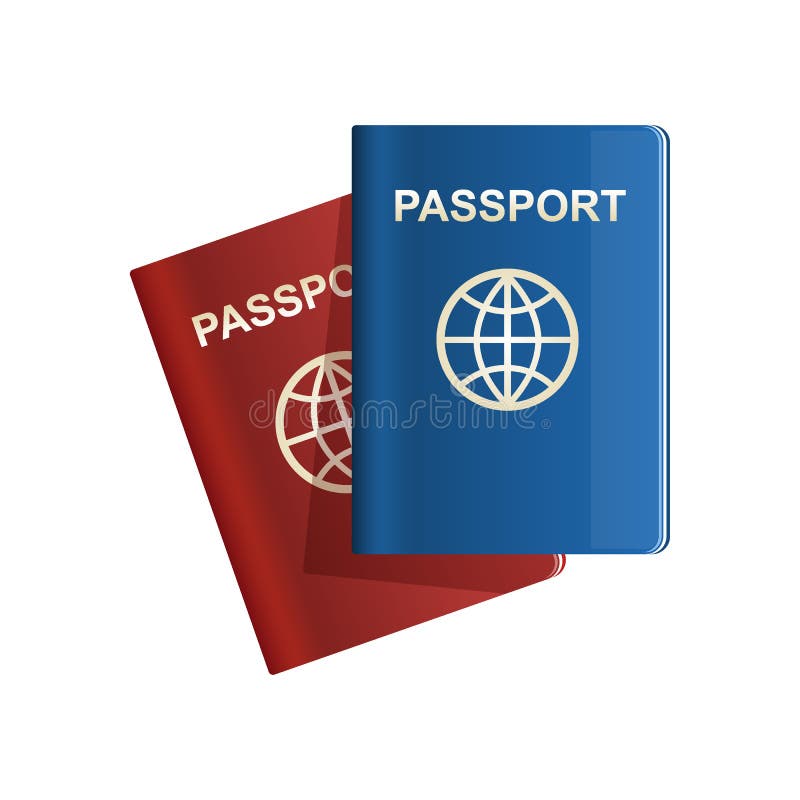 Red and blue leather Passport icon Vector illustration