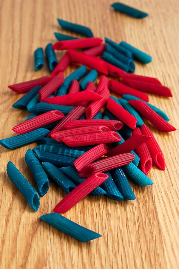 Red and blue pasta stock image. Image of colored, blue 14081717