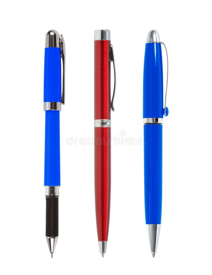 Red and blue pen isolated on white