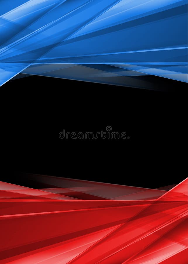 Red and Blue Rays on Black Background. High Resolution Abstract Image