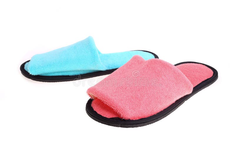 Red and Blue Slippers Footwear Isolated Stock Photo - Image of foot ...