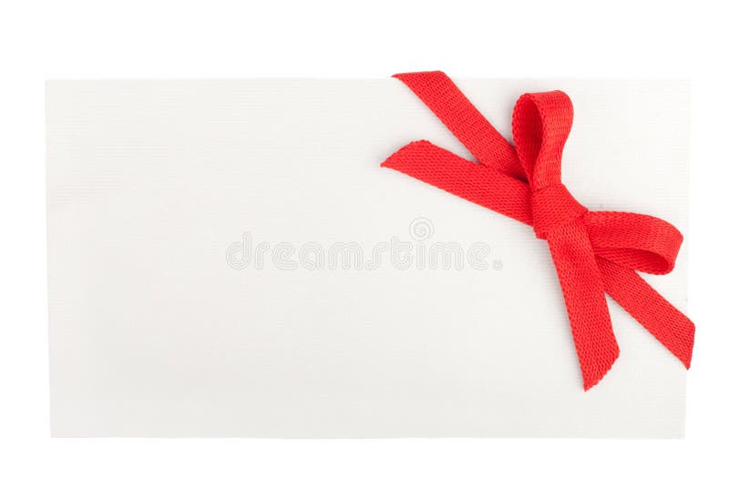 Red bow on a blank white box royalty free stock photography