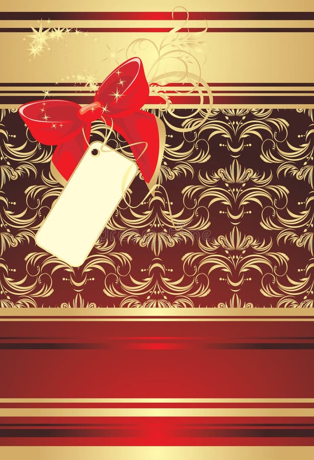 Red bow with card on the decorative background