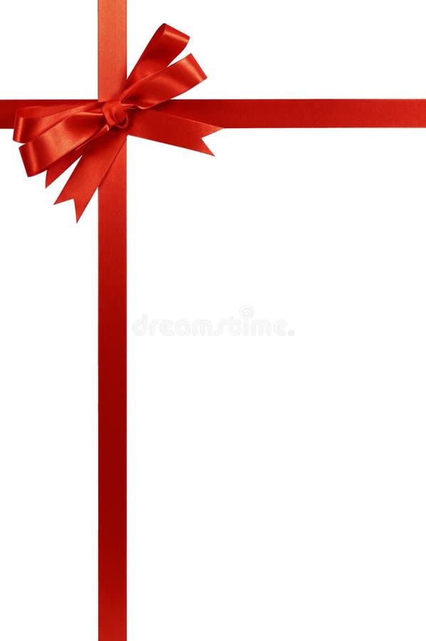 Red Bow Christmas Gift Ribbon Vertical Stock Image - Image of