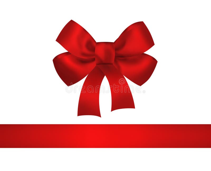 Red bow and ribbon isolated on