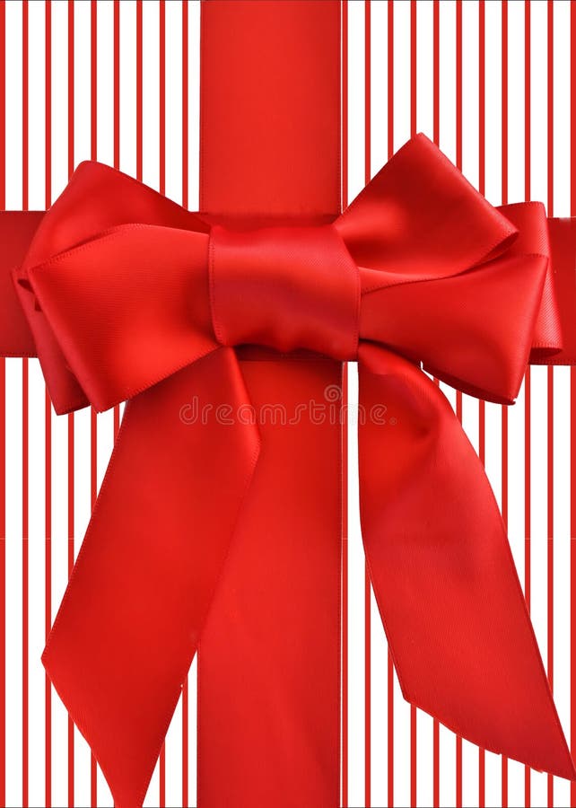 Red bow and ribbon striped background