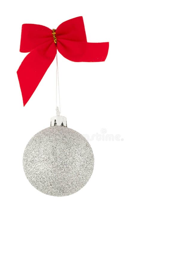 Red Bow and Silver Christmas ball