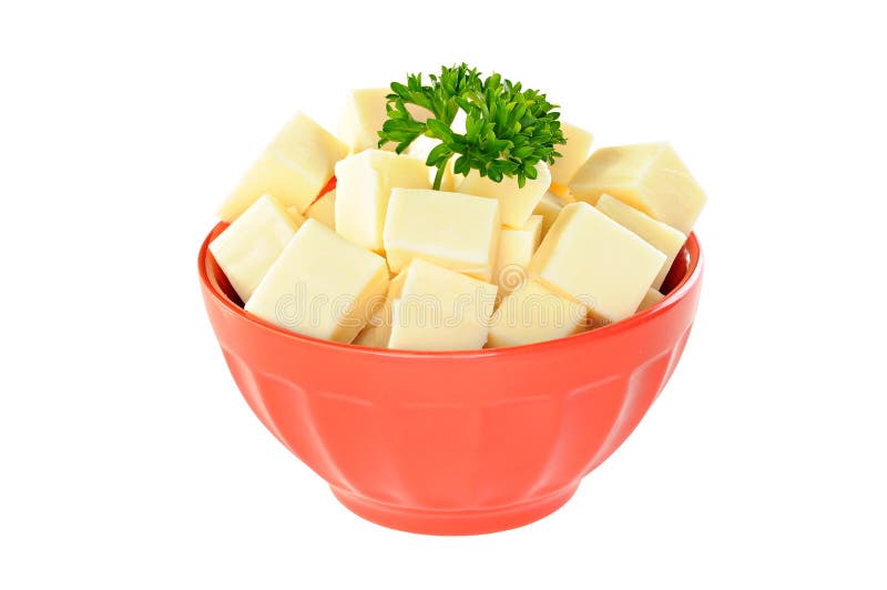 Red Bowl with Mozzarella Cheese and Parsley, White Background Stock Photo Image of lunch, diet
