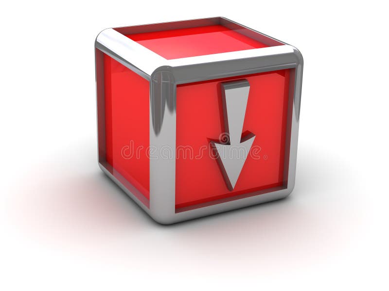 Red Box With Arrow Down Stock Illustration Illustration Of Internet