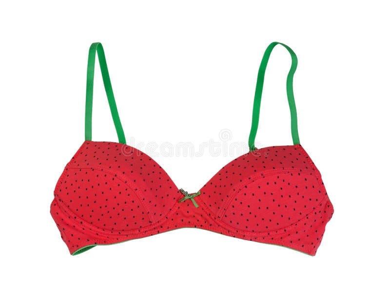 Red Bra with Green. Isolate on White Stock Image - Image of white, lace ...