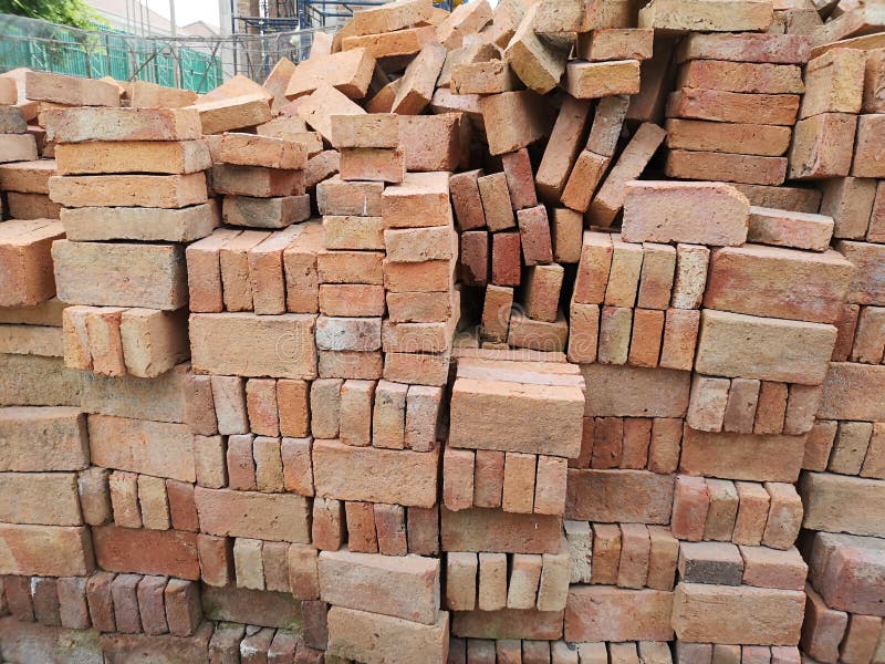 Red Brick Block Stacked Bricks Rough Surface Texture Material Build