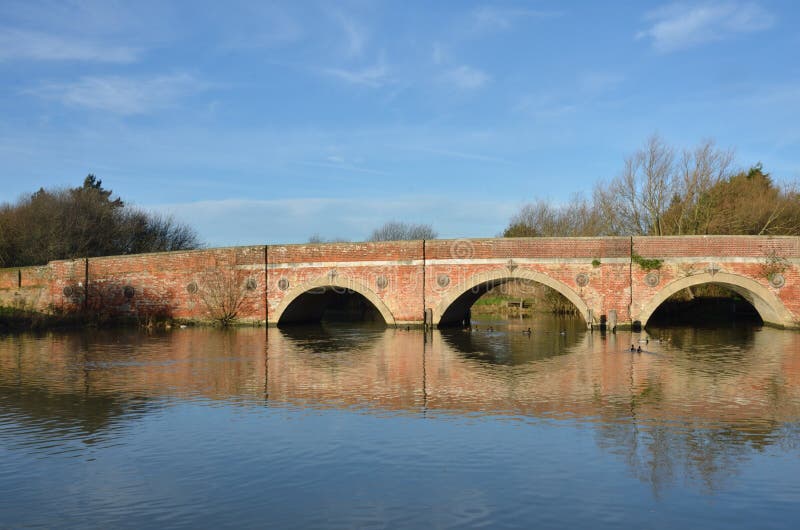 Red Brick Bridge Over River Stock Image Image of anglia, england