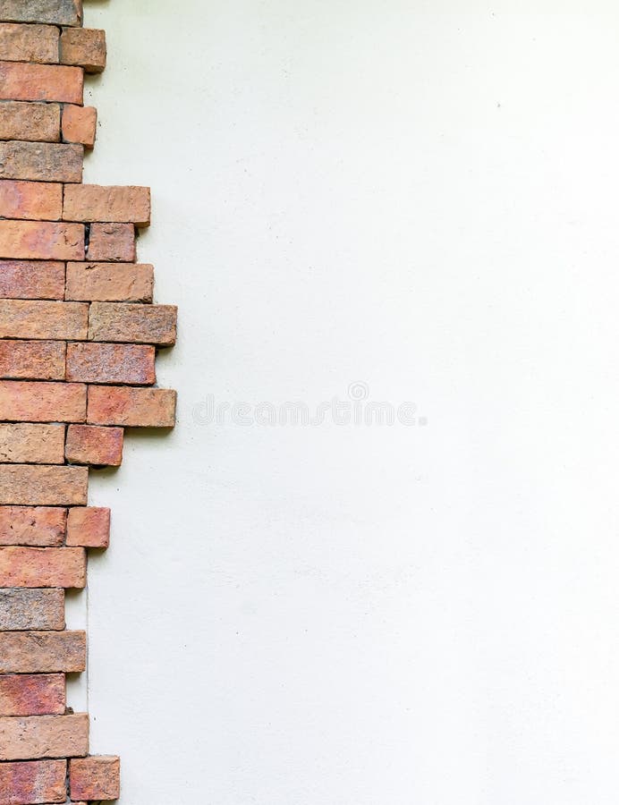 The Red Brick Frame on a White Wall. Empty Texture of Brick Wall Grungy
