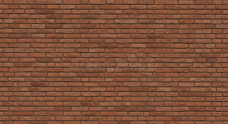 Red brick wall with a consistent pattern of horizontal rows. Bricks have a stock illustration