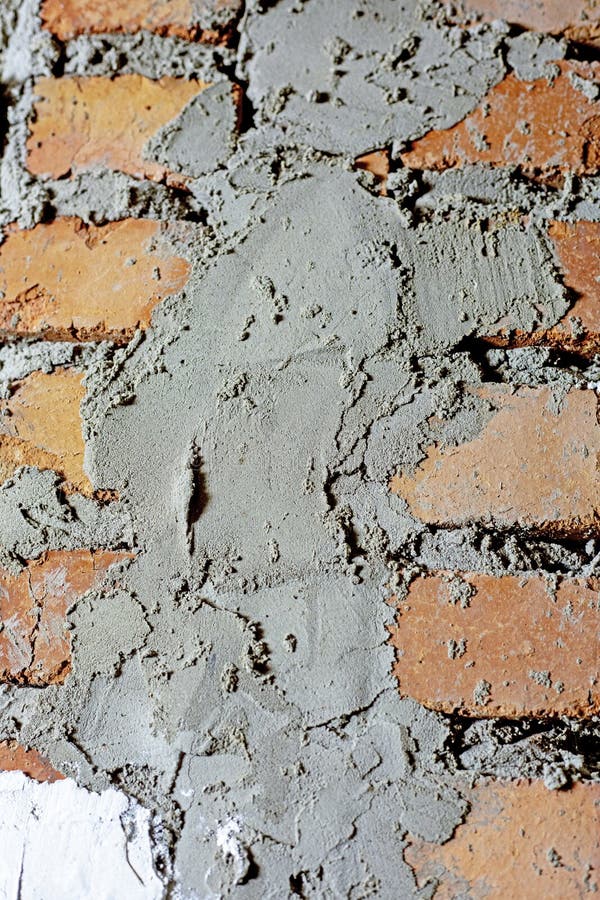 Red Brick Wall with Gray Concrete, Vertical Stock Photo Image of