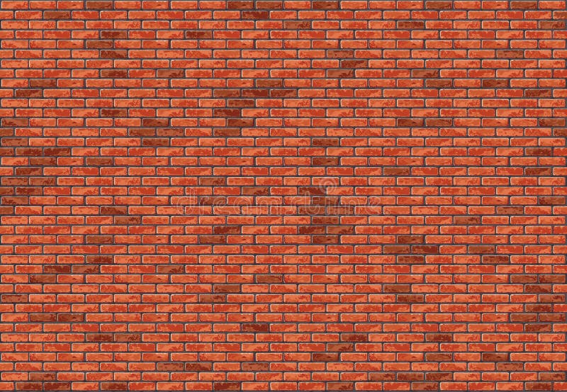 Red Brick Wall Seamless Background - Colored Pattern or Texture for Your Graphic Illustration, Vector