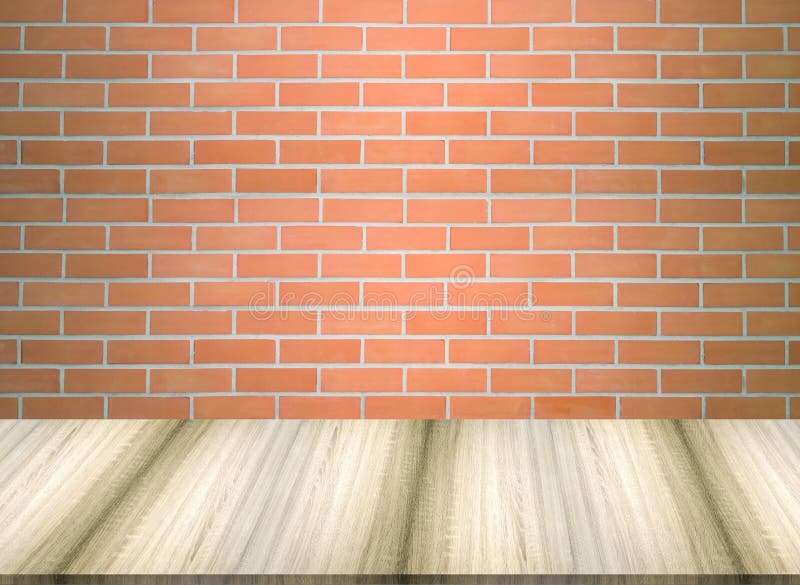 Red Brick Wall Texture and Natural Patterned Wood Floor, No People