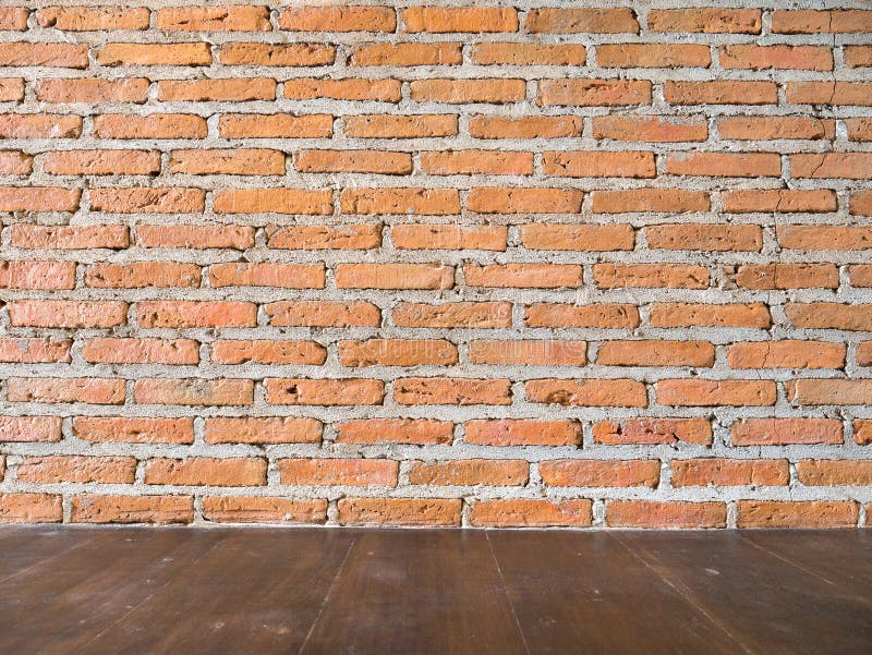Red Brick Wall and Wood Floor Stock Photo - Image of ancient, level