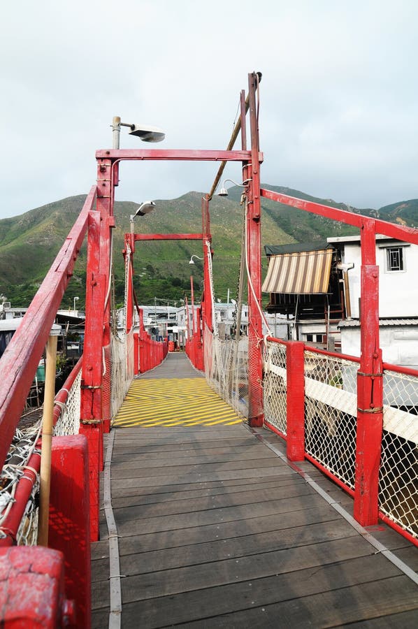 Red Bridge in Tai O stock photo. Image of walkway, rural 20523966