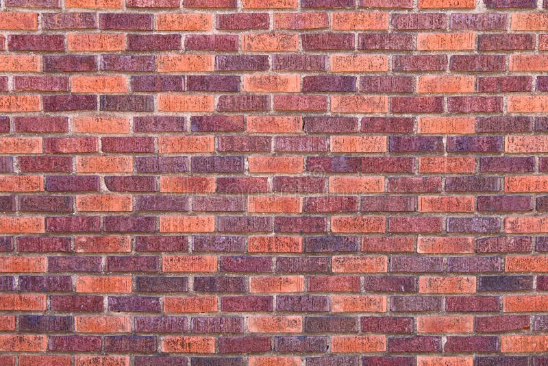 Red Brown Colored Textured Lined Aligned Pattern Brick Wall Stock Image