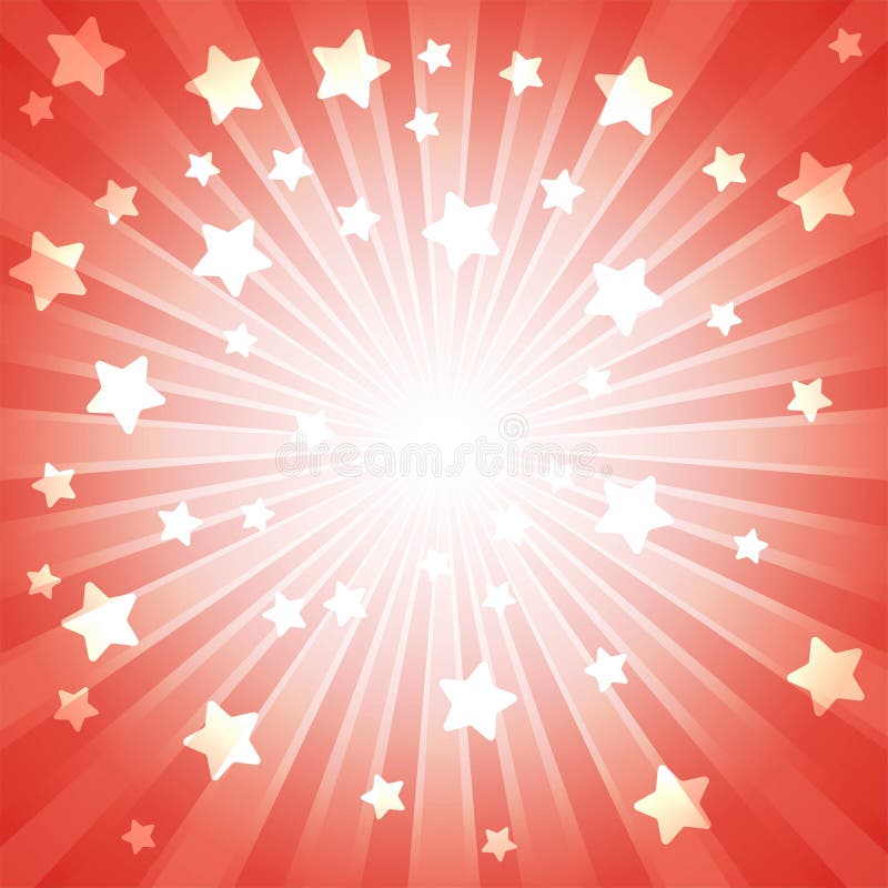 Red Burst with Many White Stars for Abstract Design Background Concept